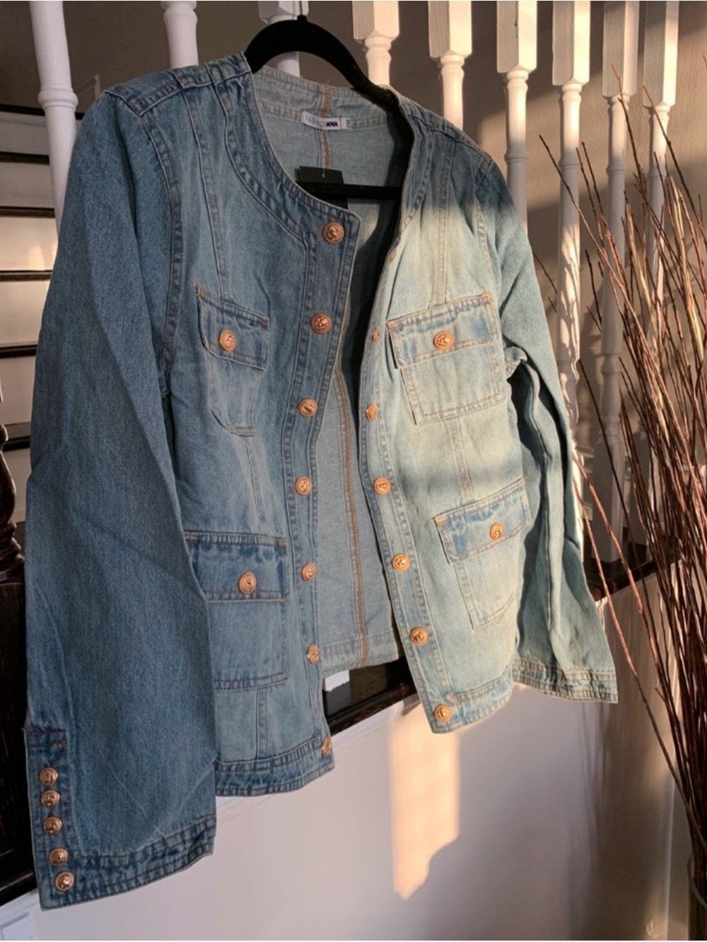 Fashion Nova Light Blue Denim Button-Front Jacket